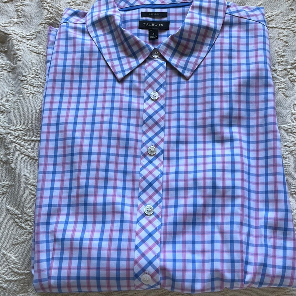 NWOT Talbots Plaid Blouse - NO IRON!